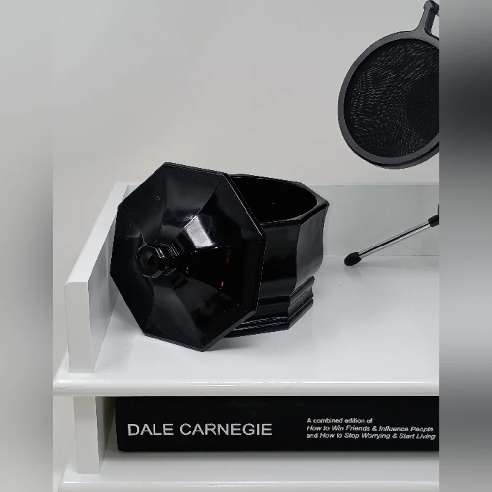 Black Octagonal Decorative Jar